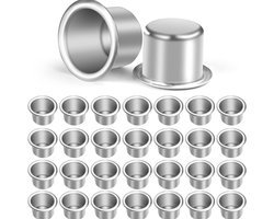 Kaarshouder - 30 Stuks - Theelichthouder - Aluminium - Metalen dinerskaars houders - Kaarsenpassingen - Decoratie - Geschikt voor het plaatsen van kaarsen - 27mm x 19mm - Zilver