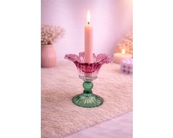 Kaarshouder ‘Bloom’ – Sfeervolle bloemenpracht in glas | Viva Femme | Kaarsen | Kandelaar | Decoratie | Cadeau | Wonen | Lente | Moederdag