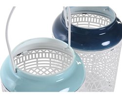 Kaarshouder DKD Home Decor 15 x 15 x 24,5 cm Metaal Hemelsblauw Marineblauw (2 Stuks)