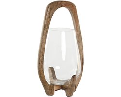 Kaarshouder Home ESPRIT Natuurlijk Kristal Mangohout 18 x 18 x 33 cm