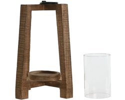 Kaarshouder Home ESPRIT Natuurlijk Kristal Mangohout 25 x 25 x 35 cm