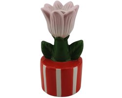 Kaarshouder- Kandelaar Tulp- Dolomiet-Oranje/ Roze- 9x8,5x17,5cm