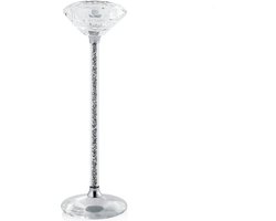 Kaarshouder KOFI Glas 23 cm Zilver