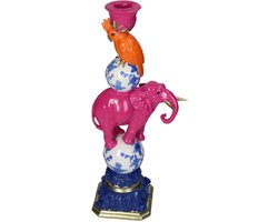 Kaarshouder Olifant Polyresin Roze 13x8,5x30cm