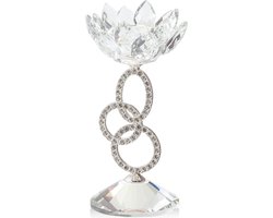 Kaarshouder OVIEDO Glas 19 cm Zilver