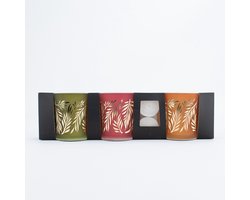 Kaarshouder voor waxinelichtjes - Set van 3 - H8 x Ø7 cm - Oranje, Rood, Groen