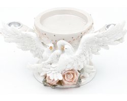 Kaarshouder - Wit Met Roze - 21x8cm