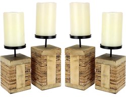 Kaarshouder zuil van hout/kurk adventskrans kaarshouder kerstdecoratie zuil kaarslantaarn landhuisstijl antiek bruin shabby hoog terrasdecoratie decoratie natuurlijke kaarsen verlichting kaarslantaarn