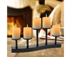 Kaarshouder, zwarte kaarshouder, metalen kaarsenhouder met 5 armen, vintage theelichthouder, stokkaarshouder, metalen kaarsenbakje voor woonkamer, tafeldecoratie en restaurantdecoratie