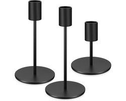 Kaarshouders - 3 Stuks Zwarte Metalen Kandelaars - Voor Tapse Kaarsen - Vintage Design - Voor Tafel En Feestdecoratie
