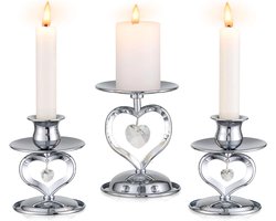 Kaarshouders Set voor Huwelijksceremonie - Tafel Centerpiece - Zilveren Kandelaars voor Pillar Taper Kaarsen