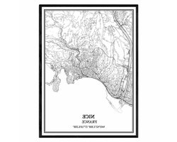 Kaart Poster - Wanddecoratie - Home Decoratie - Waterproof Canvas - 24x36 inch - Zwart-Wit