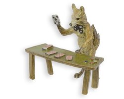Kaartende Vos - Bronzen Beeld - Kunst Sculptuur - Brons Beeldje - Decoratie - 8x11x9