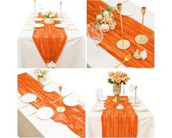 Kaasdoek Tafel Runner - Boho Tafelkleed - Feestelijke Decoratie - Rustieke Stijl - 15 stuks 90x300cm - Oranje