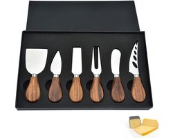 Kaasmessen geschenkset van 6 - roestvrijstalen kaasmessen - Acacia hout - Hoogwaardig kaasgereedschap - ergonomisch ontwerp - keukengerei - multifunctioneel snijgereedschap voor keukens en restaurants