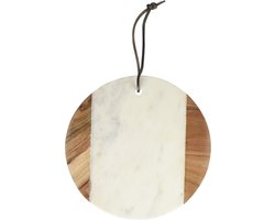 Kaasplank van marmer in wit en bruin - 23 cm diameter