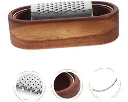 Kaasrasp van roestvrij staal, handrasp van hout, kaasrasp in doos, keukengereedschap, kaasrasp, kaasgereedschap