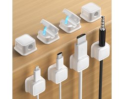kabel organiser-8 stuks-Sterke plakkerigheid-Bedrade opladerstandaard voor nachtkastjes, keukenapparatuur (wit)