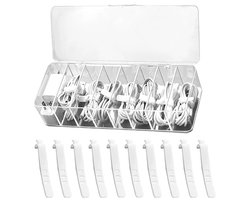 Kabel Organiser - kabels - Incl 10 kabelbinders - Transparante Opbergbox - 26x9x5.5cm - USB Winder - Bureau organizer - Kabeldoos - Kabel Management - kabelopbergbox met deksel - voor het netjes wegwerken van rommelige kabels