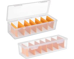 Kabelbinders opbergdoos met deksel, 2 stuks, verstelbare compartimenten, netjes en georganiseerd, ideaal voor kabels, opladers en bureau-accessoires