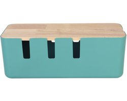 kabelbox - mint - 30,5x11,5x12,5 cm - met deksel - met kabeldoorvoer