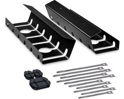 Kabelgoot eenvoudige montage bureau onder tafel - set van 2 - met klittenband kabelbinders - bureau-organizer kantoor/home office-tafel - kabelhouder zwart Bureau organizer