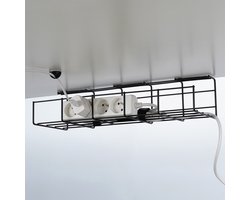 Kabelorganizer voor onder het bureaublad, metaal, zwart