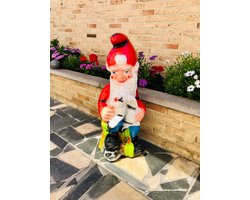 Kabouter konijn vast wit 75 cm hoog - polyester - polyresin - polystone - tuinkabouter - hoogkwalitatieve kunststof - decoratiefiguur - interieur - accessoire - voor binnen - cadeau - geschenk - tuinfiguur - tuinbeeldje - tuindecoratie