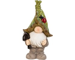 Kabouter/dwerg staand decoratie beeldje - met zwarte schep - H29 - kunststof