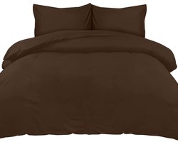 KAD® Dekbedovertrek - Zacht Microvezel Beddengoed - Lits-Jumeaux - Bruin - 200cm x 200cm x 10cm