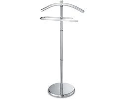 KAD® Dressboy Kledingstandaard - Vrijstaand Kledingrek voor Kostuum & Pantalon - Stabiel Metaal - Zilver - 109cm x 43cm x 28cm