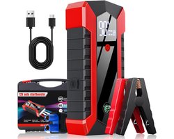 KAD® Jumpstarter Voor Auto - Jumpstarter Auto – 4000A Starthulp met Powerbank – Geschikt voor Diesel & Benzine – Inclusief Smart Klemmen & LED Verlichting – 12V - Zwart/Rood - 10cm x 18cm x 5cm