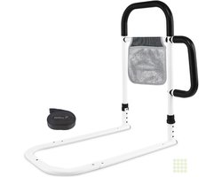 KAD® Universele Bedsteun & Bedbeugel - In Hoogte Verstelbaar - Antislip Greep - Wit/Zwart - 5cm x 41cm x 57cm