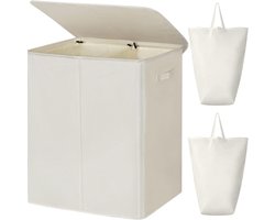 KAD® Wasmand - Wassorteerder - Wasmand 2 Vakken - Wit - 63cm x 37cm x 69cm
