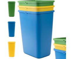 KADAX Afvalemmerset voor afvalscheiding, vuilnisemmer van robuuste kunststof, afvalcontainer, afvalsorteerder voor het verzamelen van glas, plastic en papier (3 x 12 l)