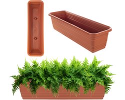 KADAX Bloembak 60 cm, baksteenrood  balkonpot van kunststof, weerbestendige plantenbak, bloempot, balustrade voor bloemen, kruiden en planten