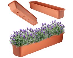 KADAX Bloembak 80 cm, terracotta, balkonbak van hoogwaardige kunststof, plantenbak voor binnen en buiten, bloempot voor balkon, terras en vensterbank