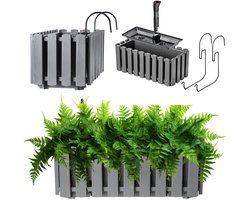 KADAX Bloembak, balkonpot in 2 maten en 4 kleuren, bloempot in lattenlook, plantenbak in landelijke stijl, plantenbak met rubberen kurken, 40 cm, antraciet