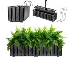 KADAX Bloembak, balkonpot in 2 maten en 4 kleuren, bloempot in lattenlook, plantenbak in landelijke stijl, plantenbak met rubberen kurken, 60 cm, antraciet