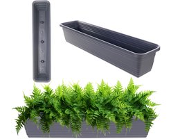 KADAX Bloembak, balkonpot van kunststof, weerbestendige plantenbak, bloempot, leuningbak voor het kweken van bloemen, kruiden en planten (antraciet, 80 cm)