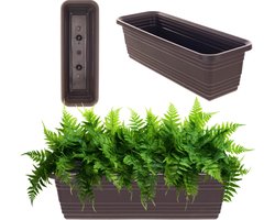 KADAX Bloembak, balkonpot van kunststof, weerbestendige plantenbak, bloempot, leuningbak voor het kweken van bloemen, kruiden en planten (mokka, 50 cm)