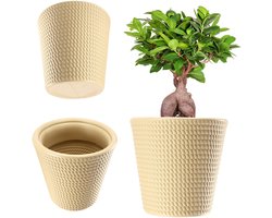 KADAX Bloempot, bloembak van kunststof in 3 kleuren, plantenbak, weerbestendige bloembak met mat oppervlak, outdoor plantenbak (crème diameter 35 cm)