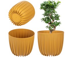 KADAX Bloempot Bloemenhoes 12,5cm Rond Kunststof Bloemenstandaard Geel