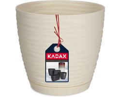 KADAX Bloempot met onderzetter, plantenpot voor binnen, lichte sierpot van kunststof, bloempot voor bloemen en planten, huis, kamer, 15 cm, crème