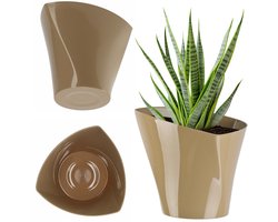KADAX Bloempot, plantenpot, moderne vorm, bloempot, plantenpot van kunststof, decoratie, plantenbak voor binnen, bloemen, planten, balkon, bloempot, plantenbak (13 cm, beige)
