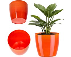 KADAX Bloempot, plantenpot, ronde kunststof bloempot voor cactussen, varens, matte bloempot voor balkon, woning en terras, 16 cm, geel