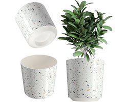KADAX Bloempot, plantenpot van kunststof, 3 maten, plantenpot in 5 verschillende patronen, decoratieve pot voor planten, uv-bestendige bloempot (diameter 19,5 cm, marmer, wit)