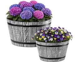 KADAX Bloempot, plastic bloemenbak, ronde plantenbak, voor binnen en buiten, plantenbak voor bloemen, huis, tuin, balkon, terras, weerbestendig (Set van 2) 30 cm, 40 cm diameter, lichtgrijs)