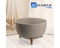 Kadax Bloempot, van kunststof, met drie insteeksteunen, rond, bloemenschaal, plantenbak, bloembak, voor balkon, woonkamer, 40 cm diameter, taupe