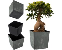 KADAX Bloempot van kunststof, weerbestendige tuinpot voor balkon, terras, binnen, lichte pot met inzet, plantenpot, bloempot (beton zwart, hoogte: 25,7 cm)